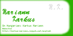mariann karkus business card